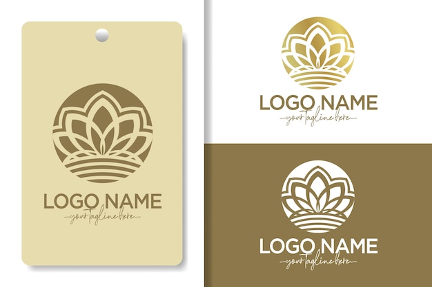 lotus flower abstract logo with circle