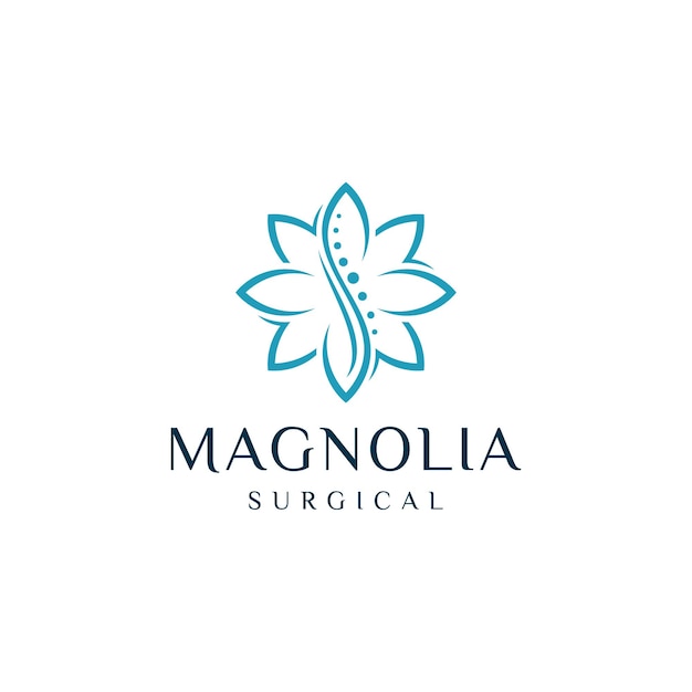 Lotus Flower Backbone spine surgery medical logo design premium