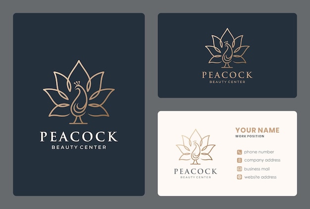 Lotus flower combined bird logo design with business card