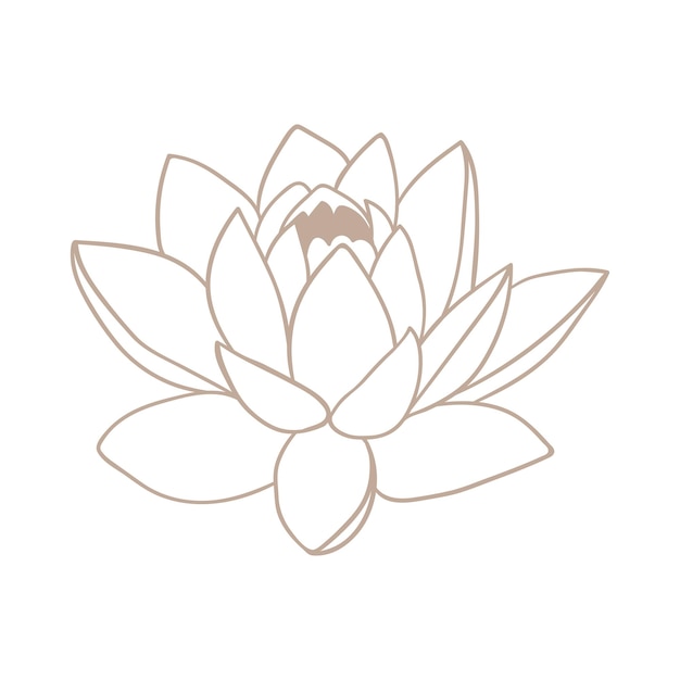 Lotus flower icon simple linear Big bud lotus organic meditation and yoga