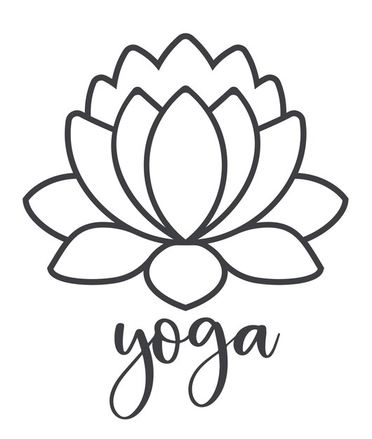 Lotus Flower isolated on white background Yoga center emblem