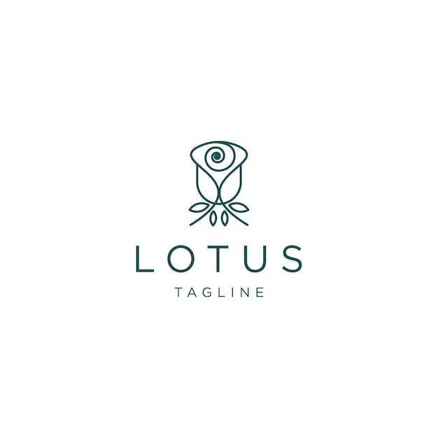 Lotus flower line art logo icon design template flat vector