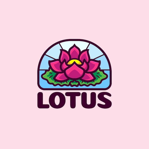 Lotus flower logo cartoon cute vector illustration