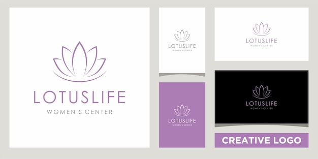 Lotus flower logo design template with business card design