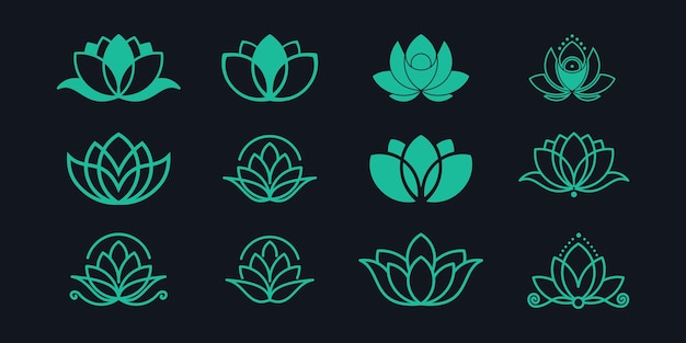 Lotus flower logo set.