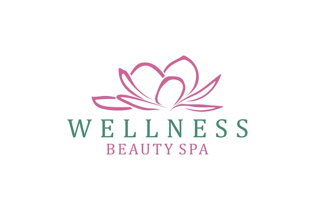 Lotus flower logo wellness beauty spa salon yoga lady meditation design modern minimalist