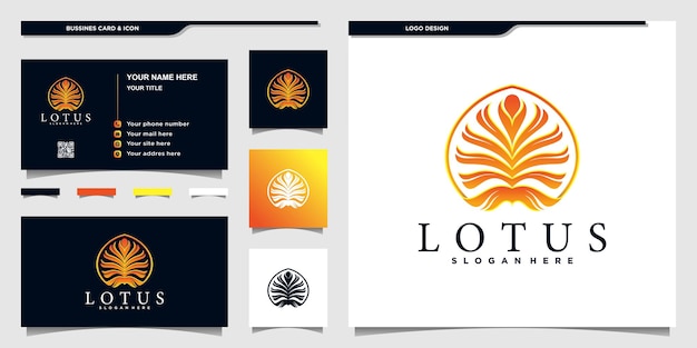 Lotus flower logo with unique gradient colour, and business card design  