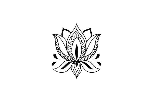 Lotus flower logo in zentangle design style