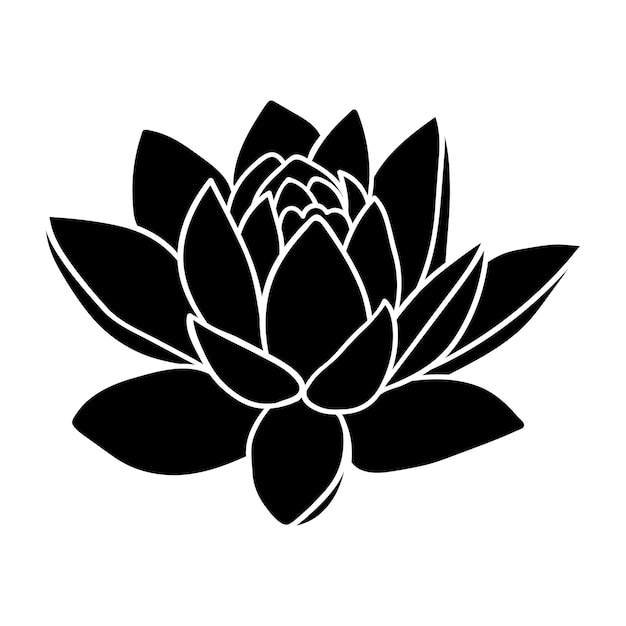 Lotus flower silhouette Large open lotus bud For invitations and cards