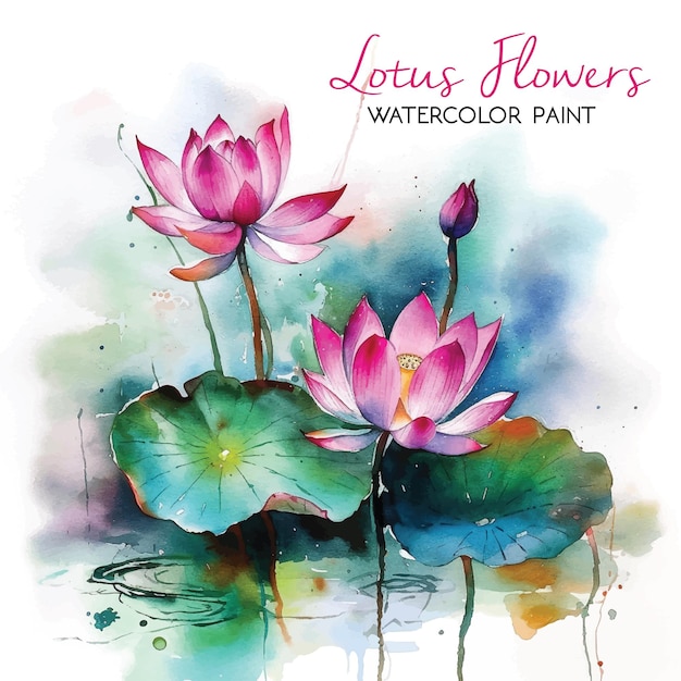 Lotus flower watercolor paint