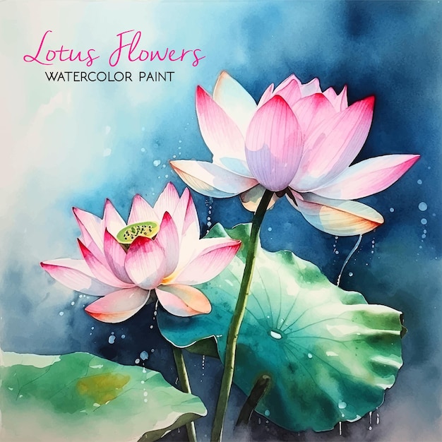 Lotus flower watercolor paint