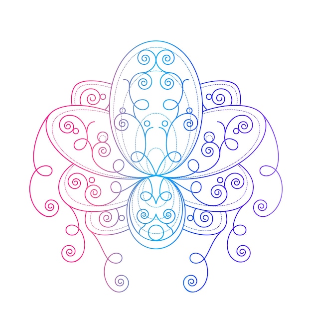 Lotus flower with geometric pattern vector linear illustration