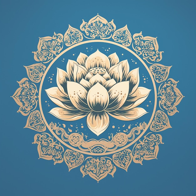 Lotus flowers in traditional patterns