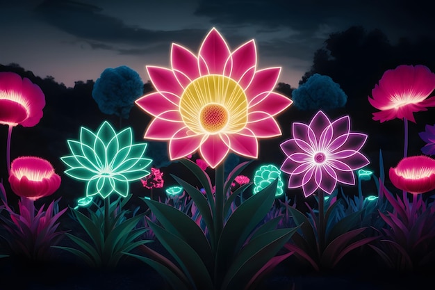 Vector lotus flowers with the sun behind them