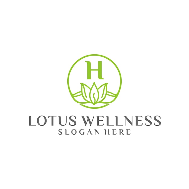 Lotus h wellness logo design