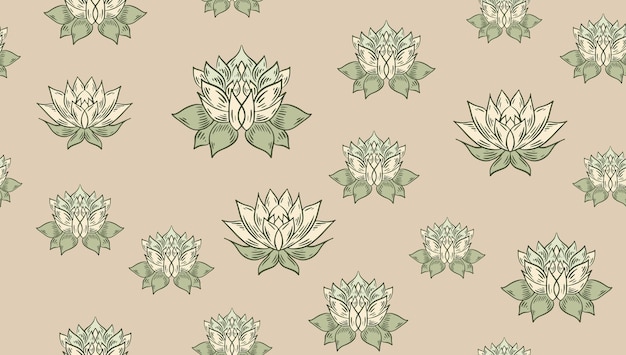 Lotus hand drawn illustrations vector