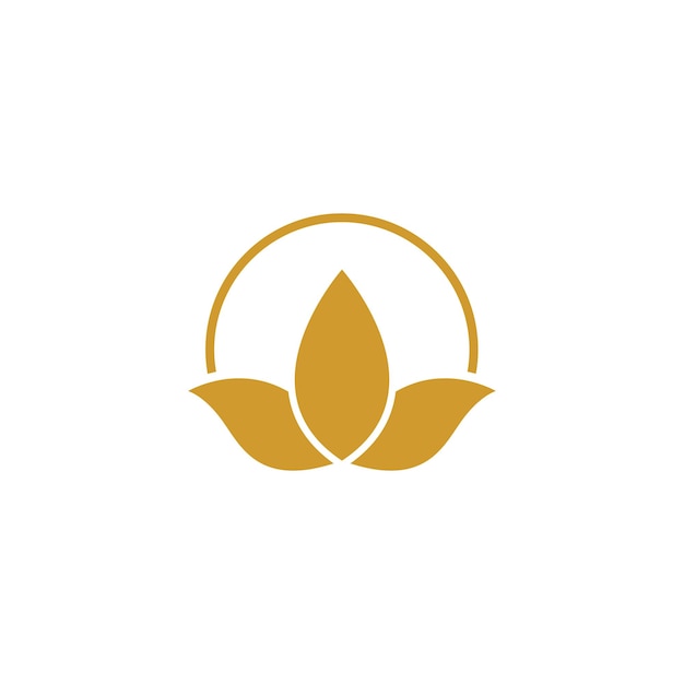 Lotus Leaf Flower Golden Logo Vector Design Template