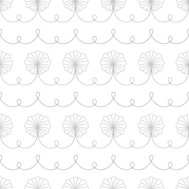 Lotus leaf horizontal stripes vector seamless pattern Tropical leaves sketch background