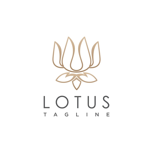 Lotus logo design with golden creative concept Premium Vector