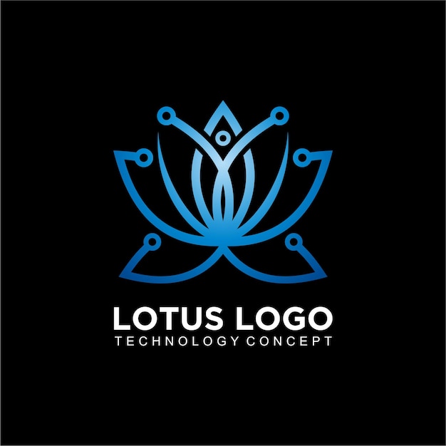 Lotus logo design with technology concept