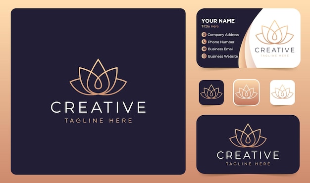 Lotus Spa Logo design vector  with business card template