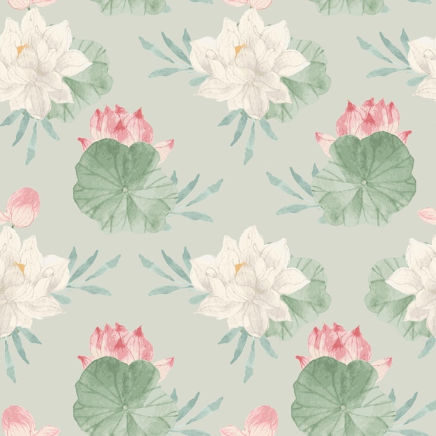 Lotus Watercolor Flower Seamless Pattern