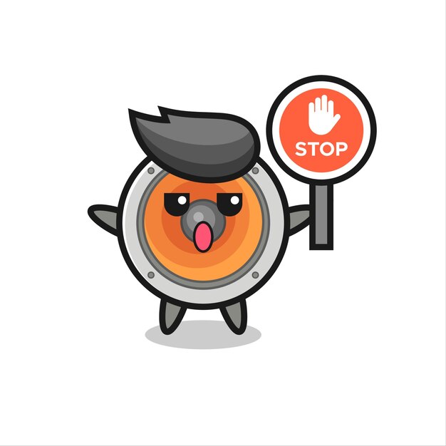 loudspeaker character illustration holding a stop sign , cute style design for t shirt, sticker, logo element