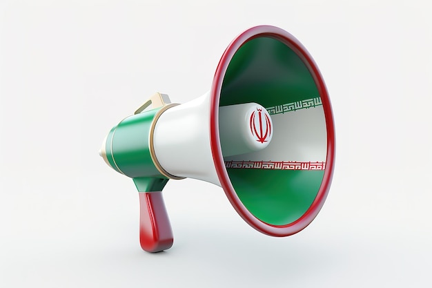 Vector loudspeaker and flag of iran on the speech bubble language or national statement related conceptual