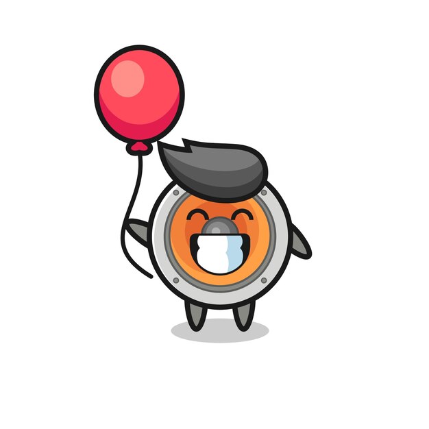 Loudspeaker mascot illustration is playing balloon