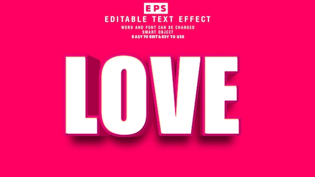 Love 3d Editable Text Effect Vector With Background