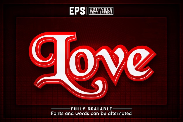 love 3d Editable text effect