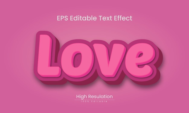 Love 3d text effect templet design