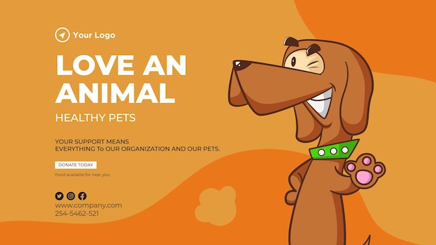 Love an animal healthy pets landscape banner design template