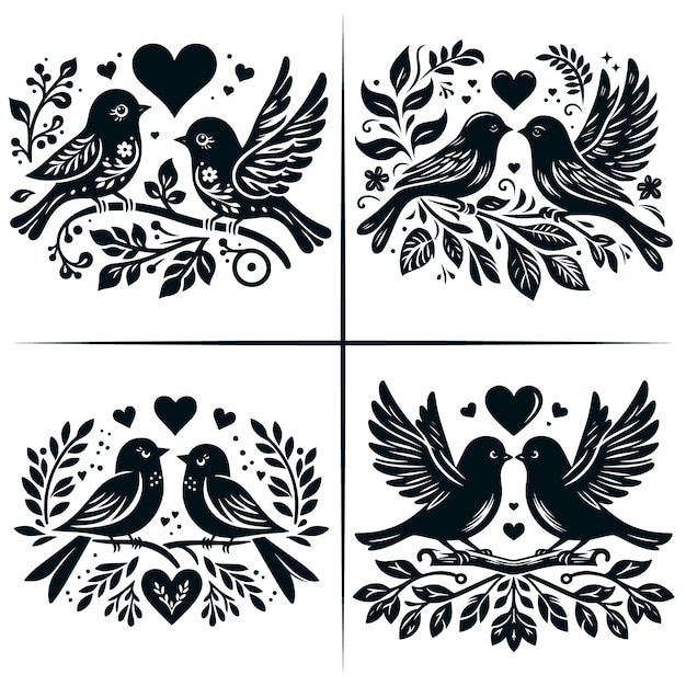 Vector love birds svg birds svg wedding birds svg cricut clipart cut files silhouette valentines day bird couple silhouette clip art cut file