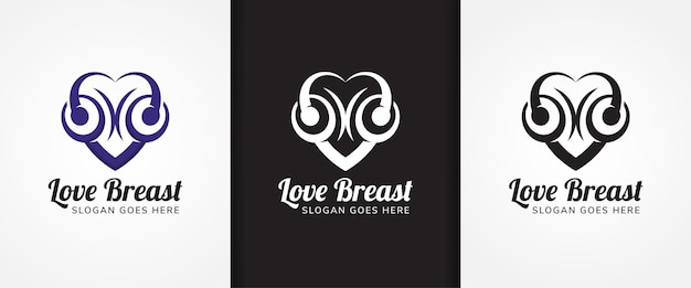 love breast logo design template in purple color