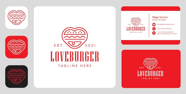 Love burger logo with stationary design