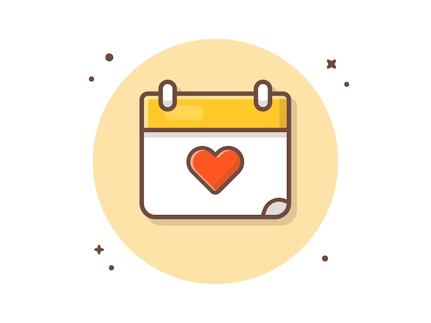 Love Calendar Vector Icon Illustration. Love Icon Concept