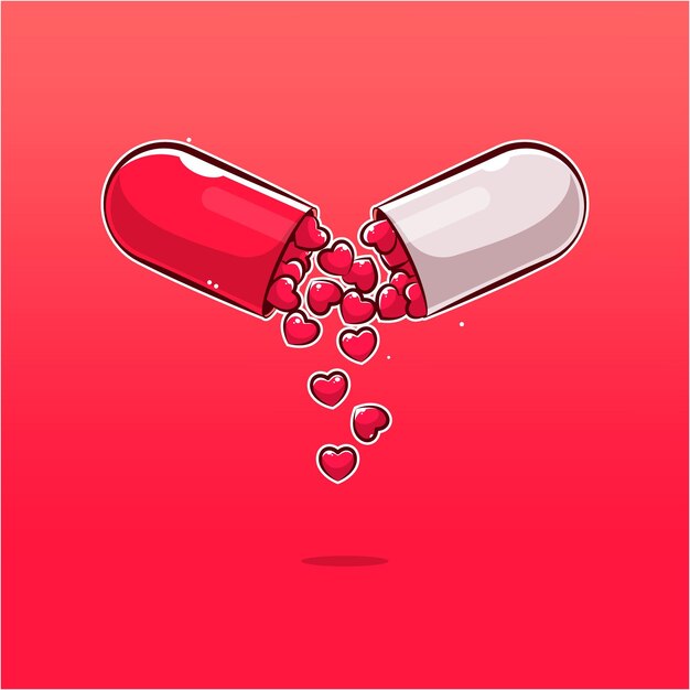 Love capsule cartoon illustration 