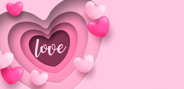 Love card design. Design with pink heart on pink