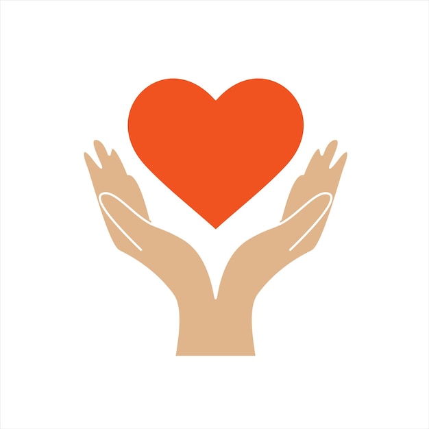 Love care Icon. Two hands with heart.