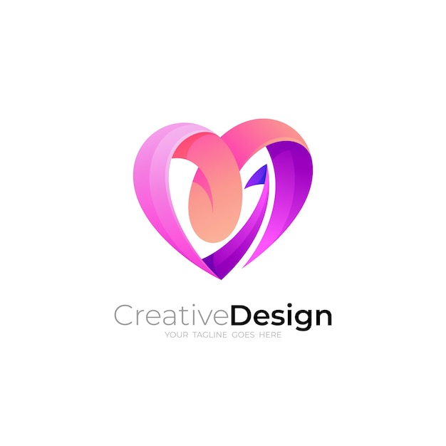 Love care logo community Heart design with colorful icon