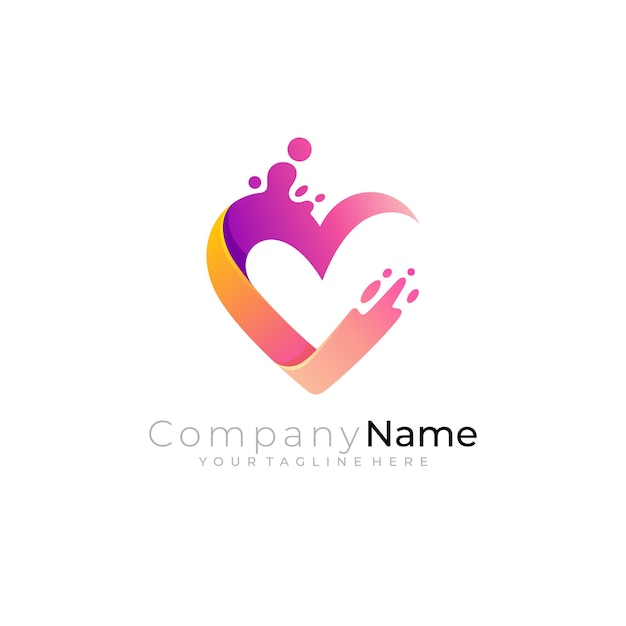 Love care logo with swoosh design template charity logos water icon