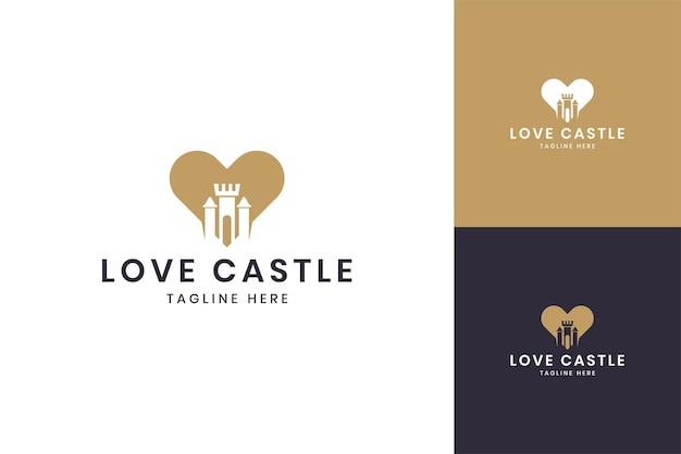 Love castle negative space logo design