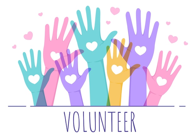 Love Charity or Giving Donation via Volunteer Team Worked Together to Help and Collect Donations for Poster or Banner in Flat Design Illustration