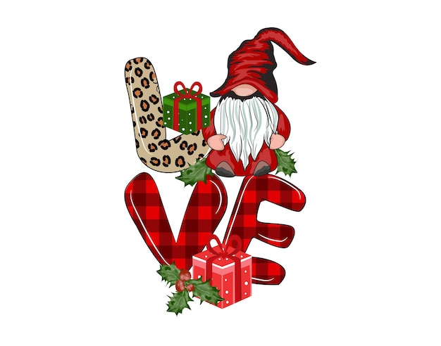 Love Christmas Gnome sublimation vector. Christmas sublimation for t-shirt