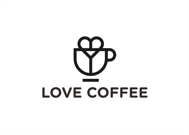 love coffee logo design vector silhouette illustration