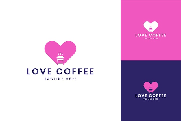 Love coffee negative space logo design