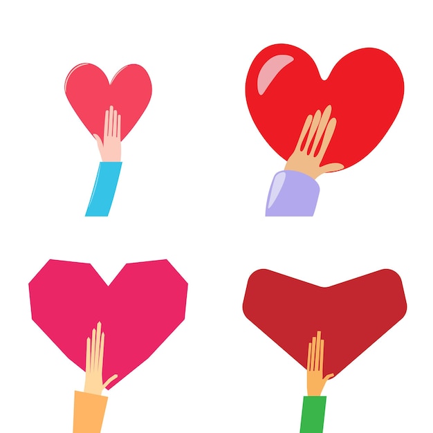 Love and compassion hand drawn vector illustration Set of Hand holding heart