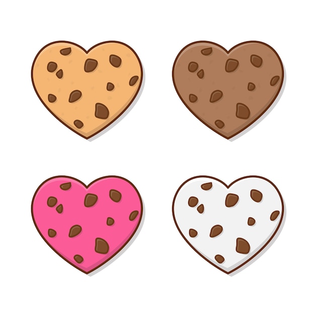 Love Cookies Illustration. Set Of Tasty Cookies in flat style