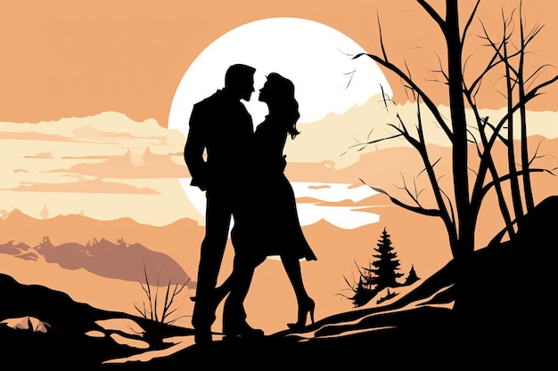 Love Couple Silhouette of Man and Woman